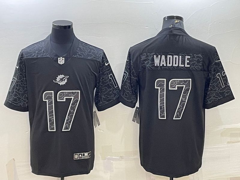 Men Miami Dolphins #17 Waddle Black Reflector 2022 Nike Limited NFL Jersey